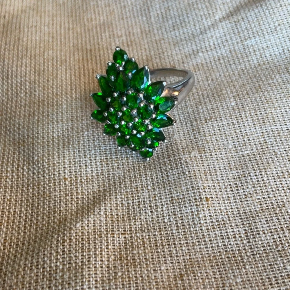 Emerald Green Crystal Cluster Ring - Women Jewelry